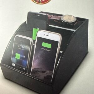 Sleek Black Multi-Device Charging Station